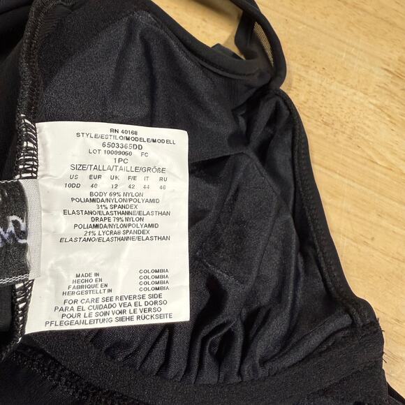 Miraclesuit NWT Solid Black Net Work Madero Underwire One Piece Swimsuit Sz 10DD - Picture 7 of 14